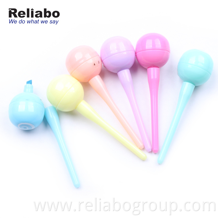 Reliabo Korean Style Cheap Private Label Round Ball Shape Multicolor Highlighter Pen